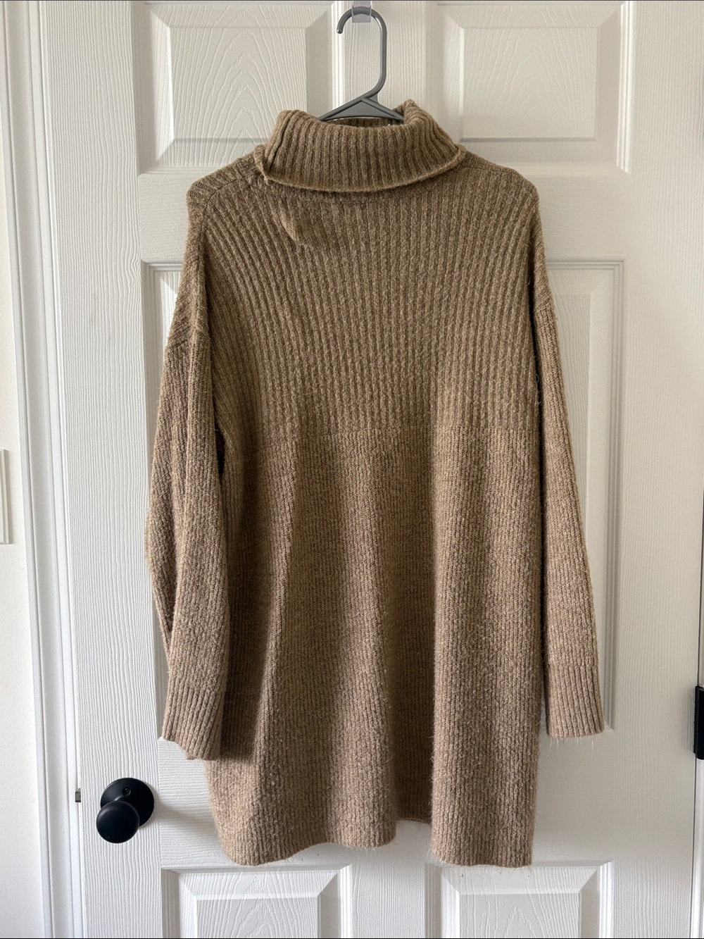Topshop Taupe Ribbed Turtleneck Sweater